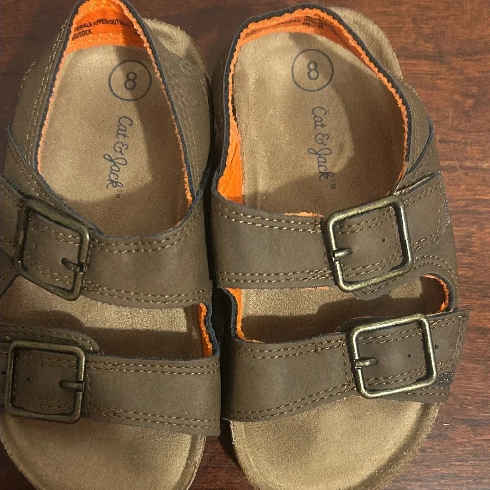 Cat & Jack Brown Sandals with Orange Accents